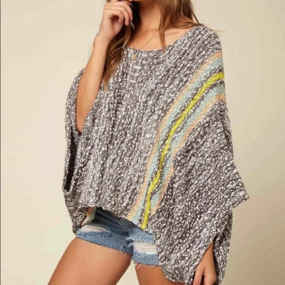 O’Neill abstract stripe beachbum- cape-sleeve sweater top - Picture 4 of 4